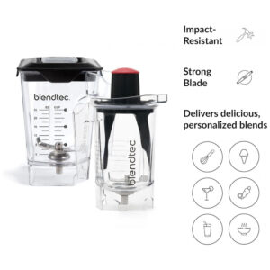 ECTQDXKHZG870B_4-2 jpg - Copo, Jarra para liquidificador, 2 unidades, capacidade de 1L, 37OZ e 1,3mL, 46OZ, BLENDTEC 40 610 01, Preto