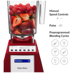 ECTQEMG94Z500B_4 jpg - Liquidificador de Bancada Profissional 2.6L com 6 Predefinições e 10 Velocidades, 110v, BLENDTEC TB 631 25, Vermelho