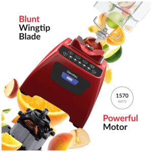 ECTQWPYQRFF10B_3 jpg - Liquidificador Profissional 2 Jarras 2,6L e 2,2L, com 5 Velocidades, 1560W 110V, Blendtec C575A2319A, Vermelho.