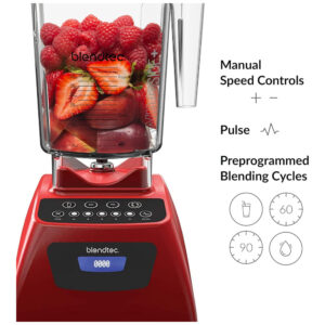ECTQWPYQRFF10B_4 jpg - Liquidificador Profissional 2 Jarras 2,6L e 2,2L, com 5 Velocidades, 1560W 110V, Blendtec C575A2319A, Vermelho.