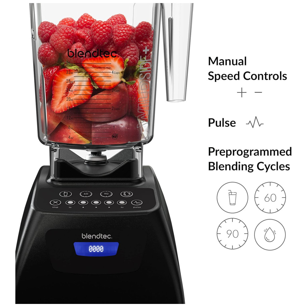 Liquidificador Profissional 2,6 Litros com 5 Velocidades, Incluí Espátula, 110V 1560W, Blendtec Classic 575, Preto